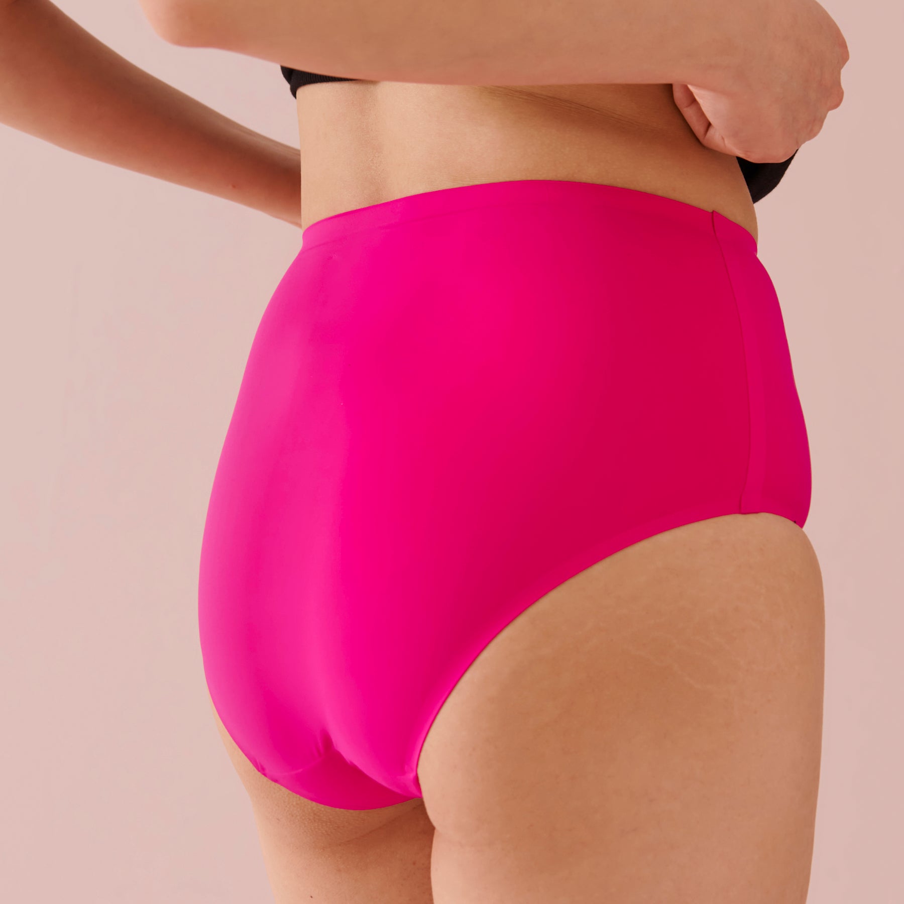 Back of the pink high waist bikini period panty – NEWEX