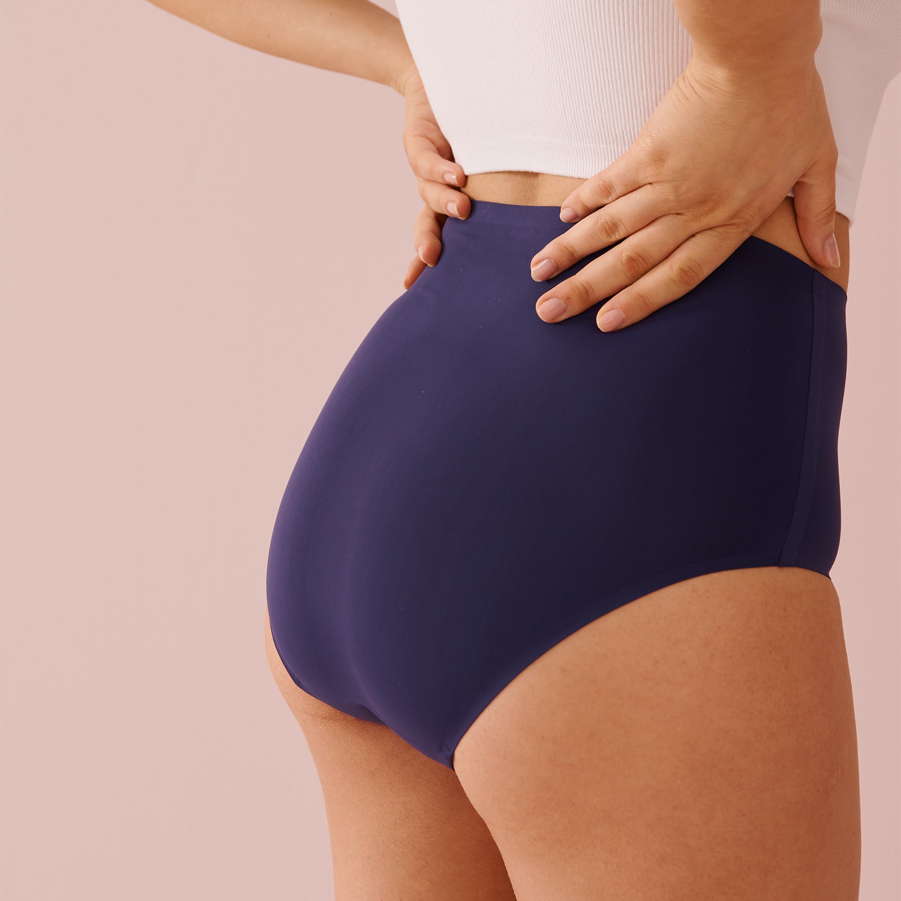 Back of the purple high waist bikini period panty – NEWEX