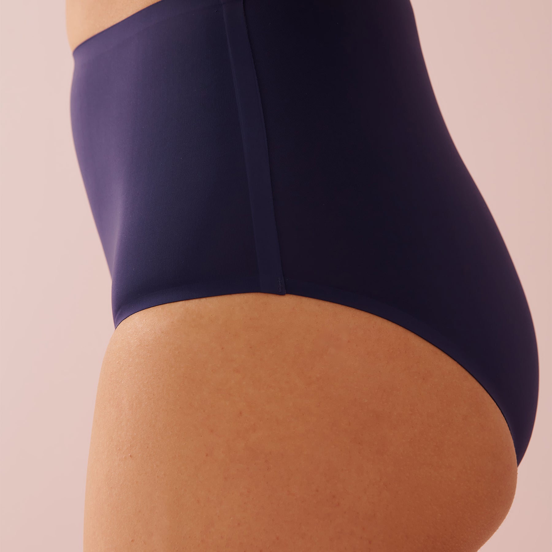 Side of the purple high waist bikini period panty – NEWEX