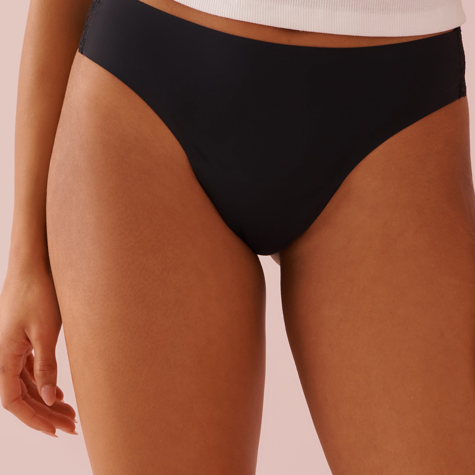 Front of the black thong period panty – NEWEX