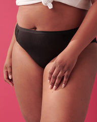 Front of the black high waist bikini period panty - NEWEX